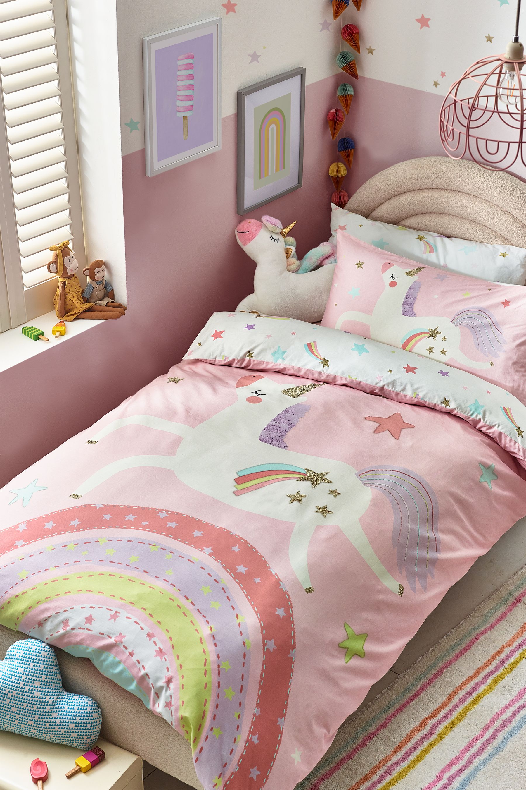 Buy Pink 100 Cotton Printed Bedding Duvet Cover and Pillowcase Set from Next Luxembourg