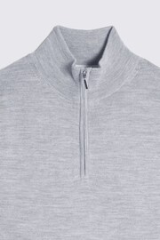 MOSS Light Grey Merino Blend Zip Neck Jumper - Image 4 of 4