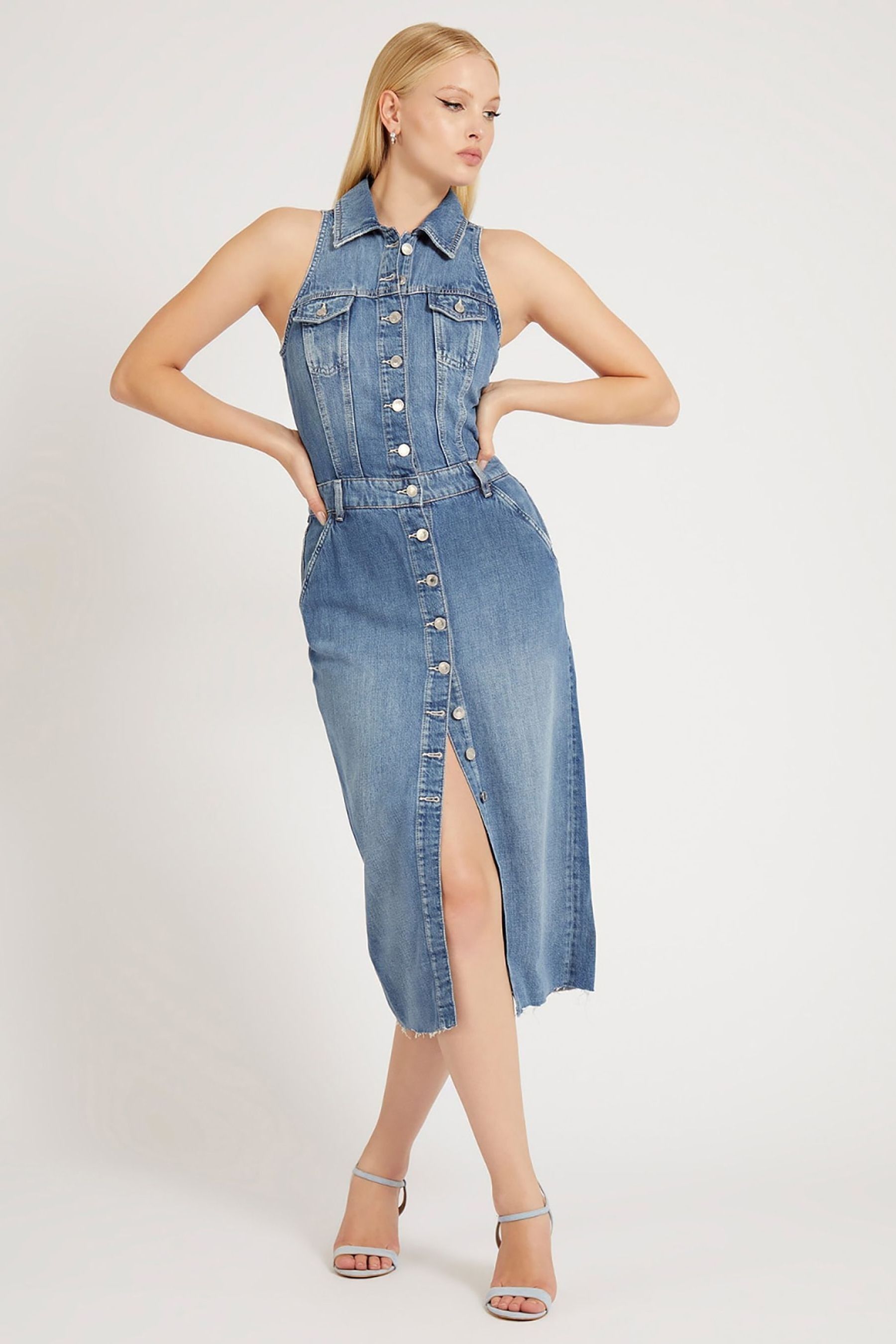 Buy Guess Blue Stacie Long Dress from Next Luxembourg