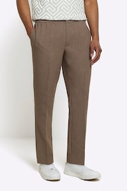 River Island Brown Elastic Ponte Trousers - Image 1 of 5