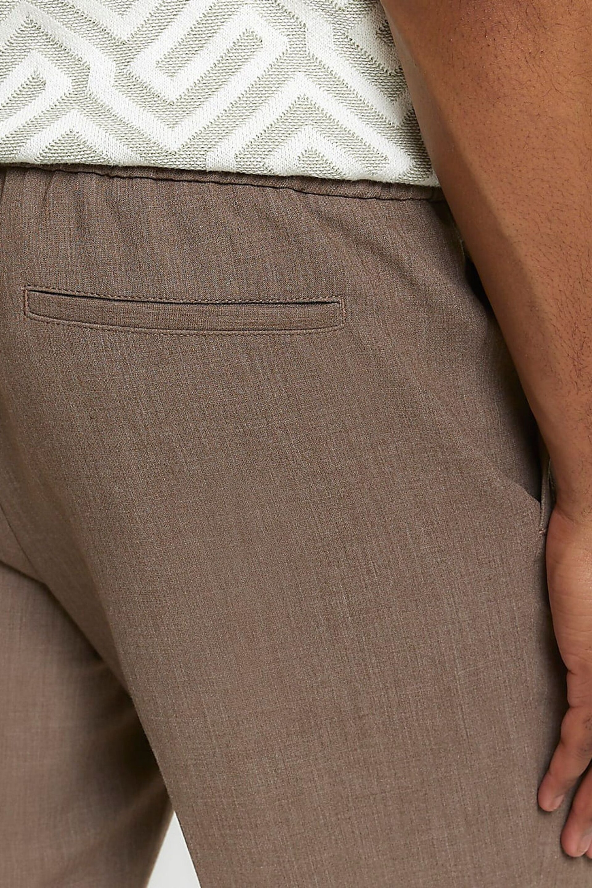 River Island Brown Elastic Ponte Trousers - Image 3 of 5