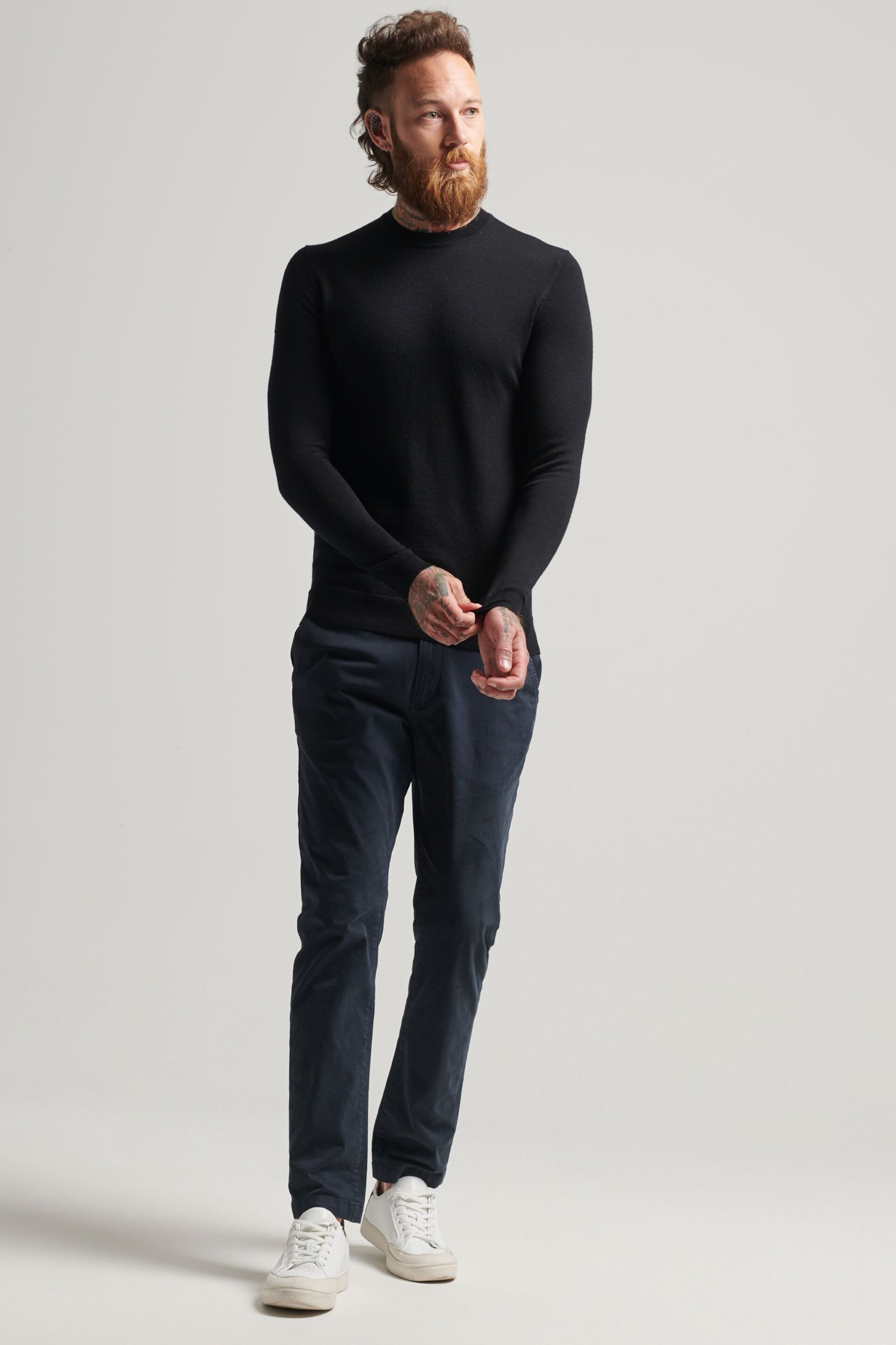 Superdry Off black Studios Merino Crew Jumper - Image 3 of 4