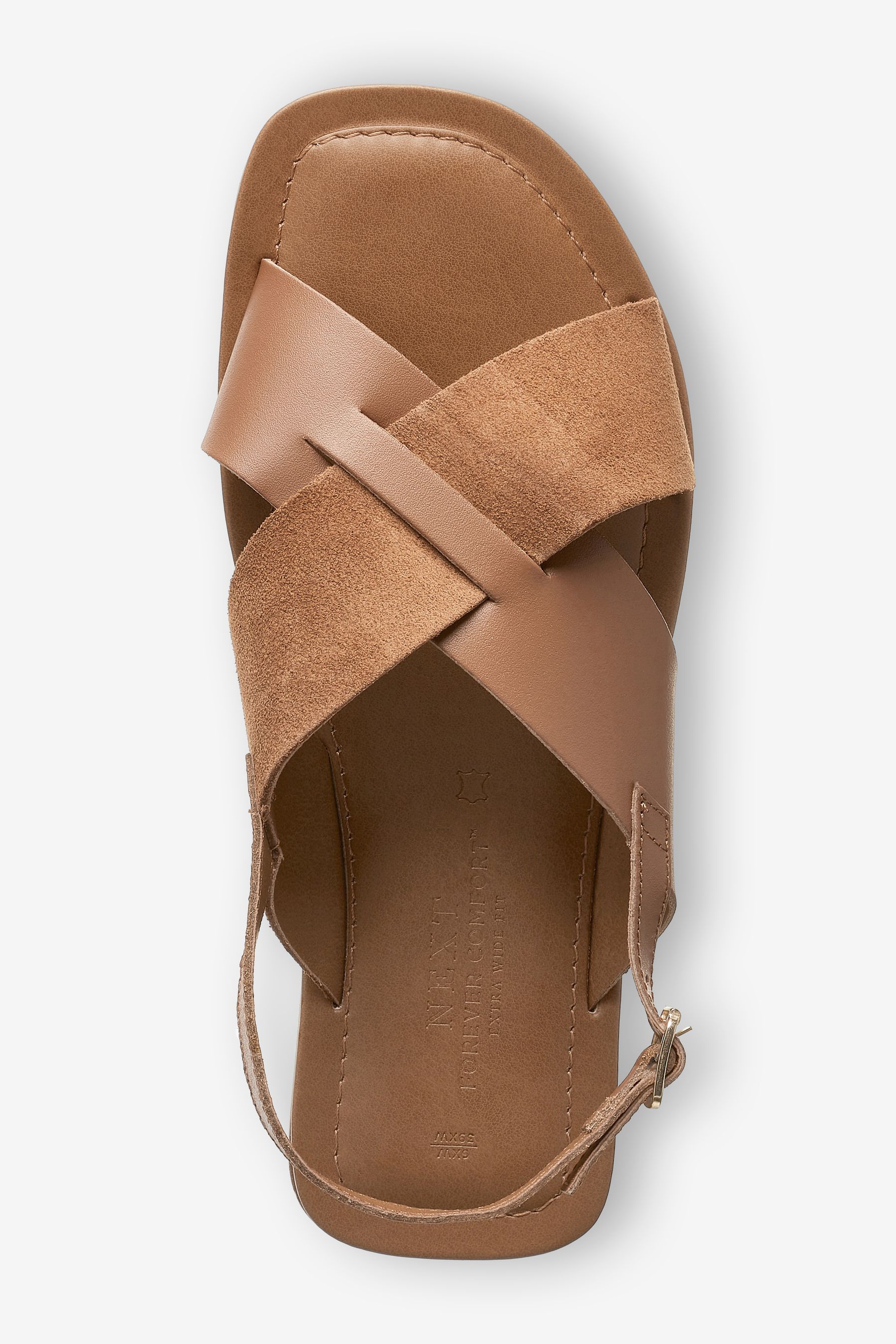 Buy Tan Brown Extra Wide Fit Forever Comfort Crossover Leather Sandals from Next Luxembourg