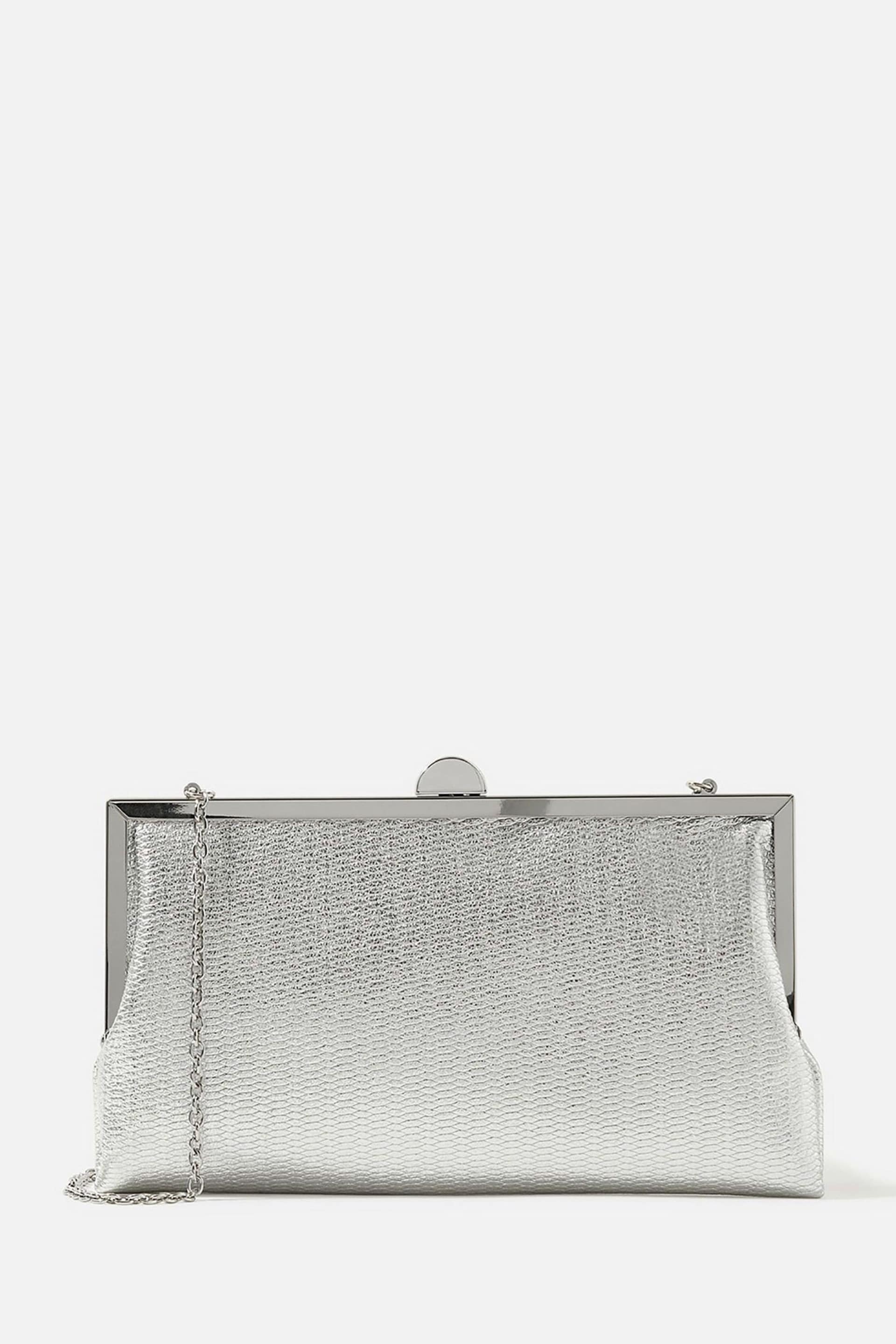 Accessorize Silver Womens Metallic Frame Clutch Bag - Image 2 of 4