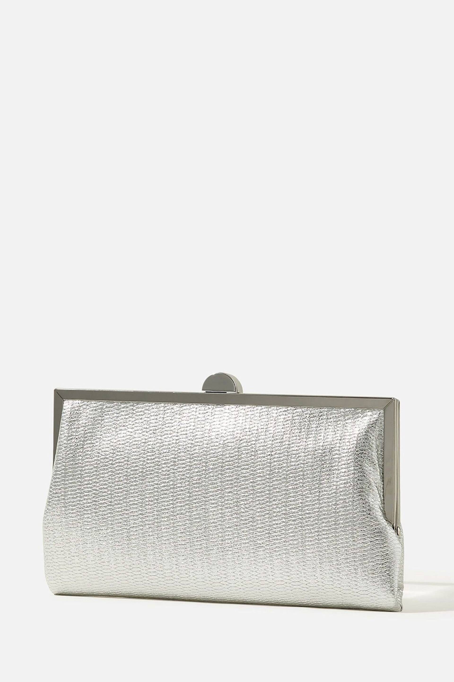 Accessorize Silver Womens Metallic Frame Clutch Bag - Image 3 of 4