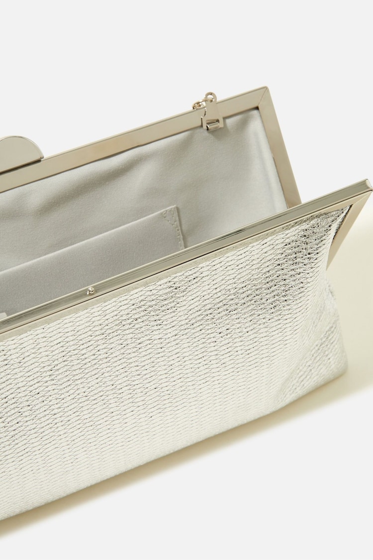 Accessorize Silver Womens Metallic Frame Clutch Bag - Image 4 of 4