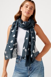 Charcoal Grey Butterfly Foil Lightweight Scarf - Image 1 of 4
