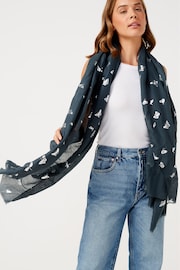 Charcoal Grey Butterfly Foil Lightweight Scarf - Image 2 of 4