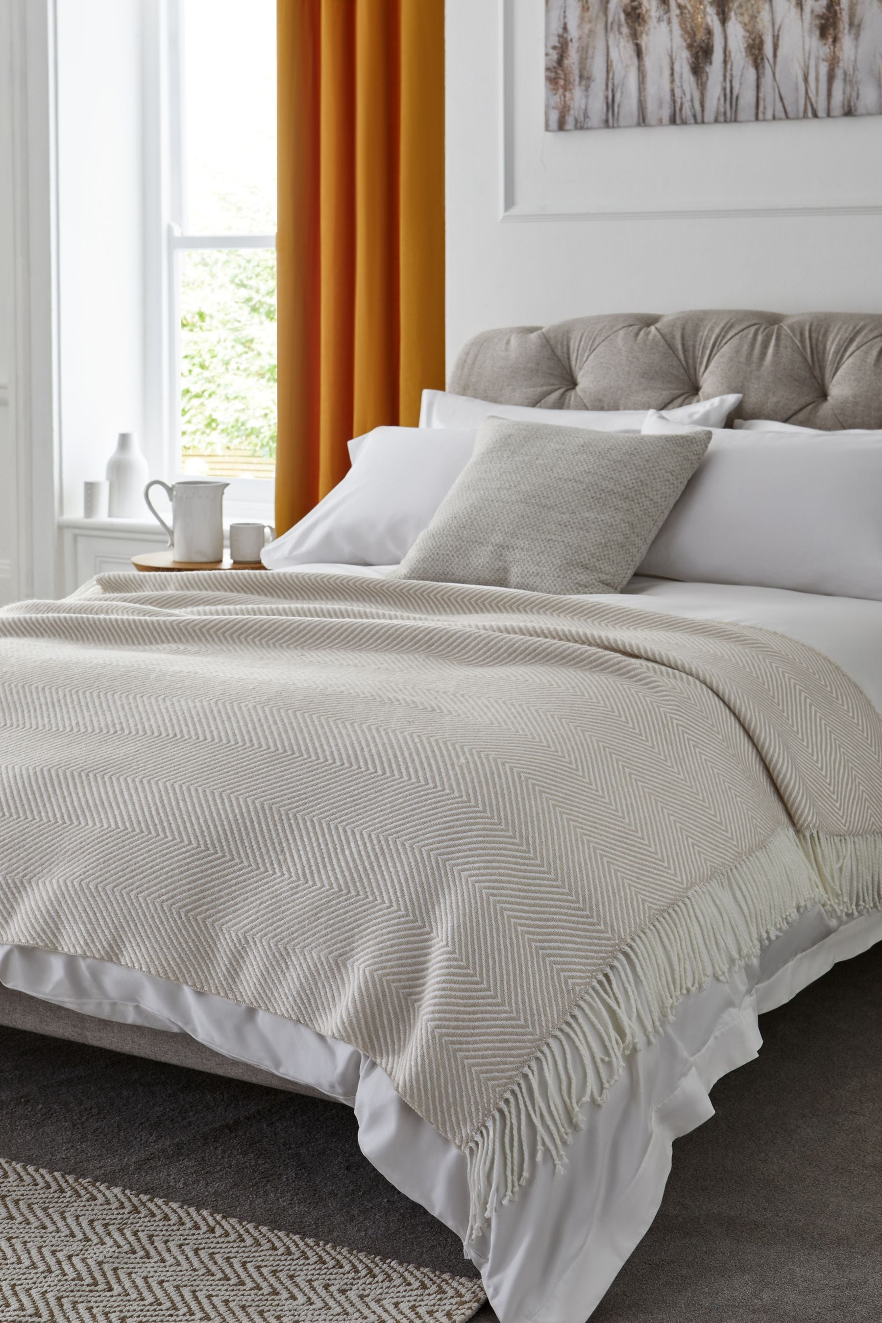 Herringbone bed throw hotsell