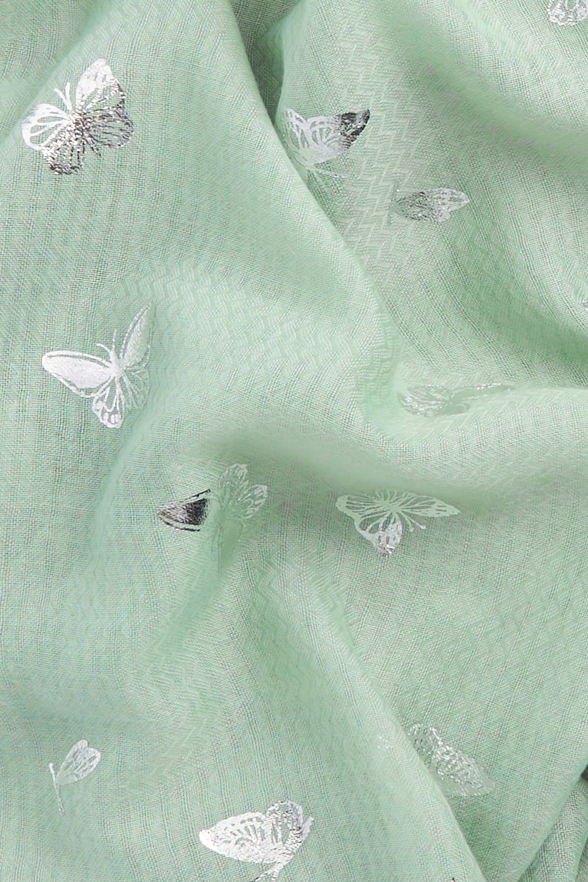 Mint Green Butterfly Butterfly Foil Lightweight Scarf - Image 4 of 4