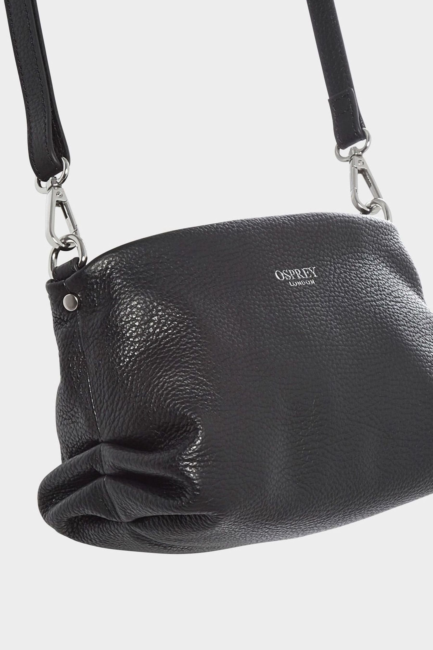 OSPREY LONDON The Carina Shrug Italian Leather Midnight Pearl Midnight Handbag
