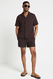 River Island Brown Elasticated Seersucker Swim Shorts - Image 1 of 11