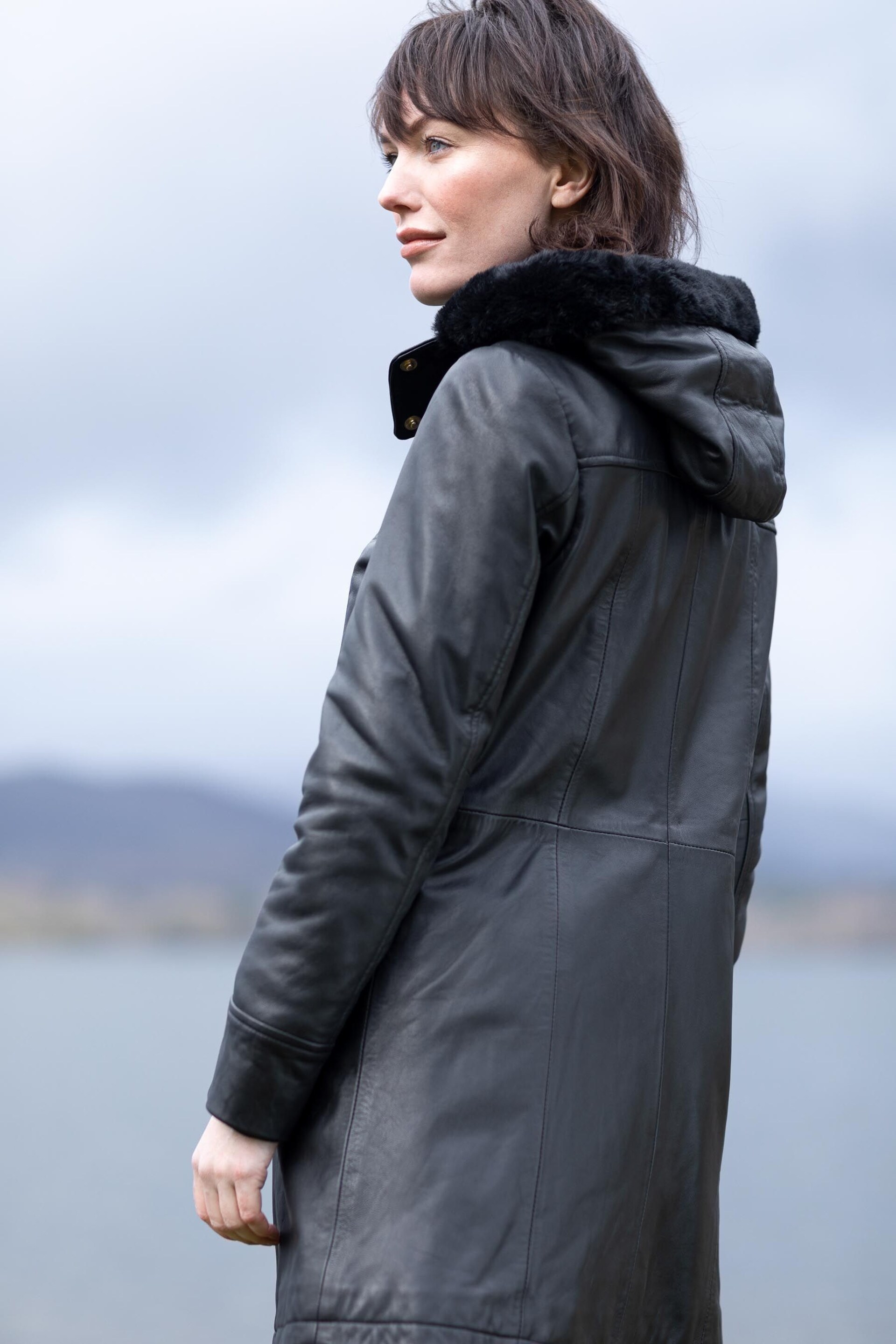 Lakeland Leather Rydalwater Leather Hooded Coat In Black - Image 2 of 12