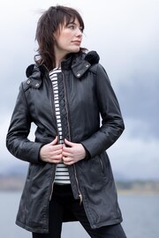 Lakeland Leather Rydalwater Leather Hooded Coat In Black - Image 4 of 12