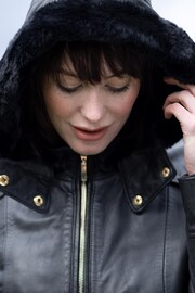 Lakeland Leather Rydalwater Leather Hooded Coat In Black - Image 6 of 12