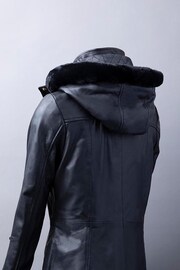 Lakeland Leather Rydalwater Leather Hooded Coat In Black - Image 9 of 12