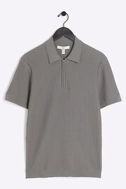 River Island Grey Muscle Fit Brick Polo Shirt - Image 5 of 13