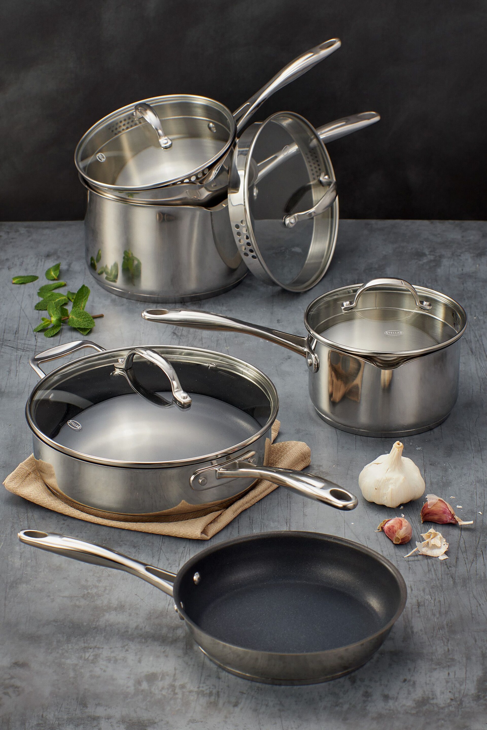 Stellar Silver 7000 5 Piece Draining Saucepan Set - Image 1 of 3