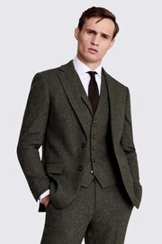 MOSS Pine Green Tailored Fit Pine Herringbone Suit Jacket - Image 1 of 6