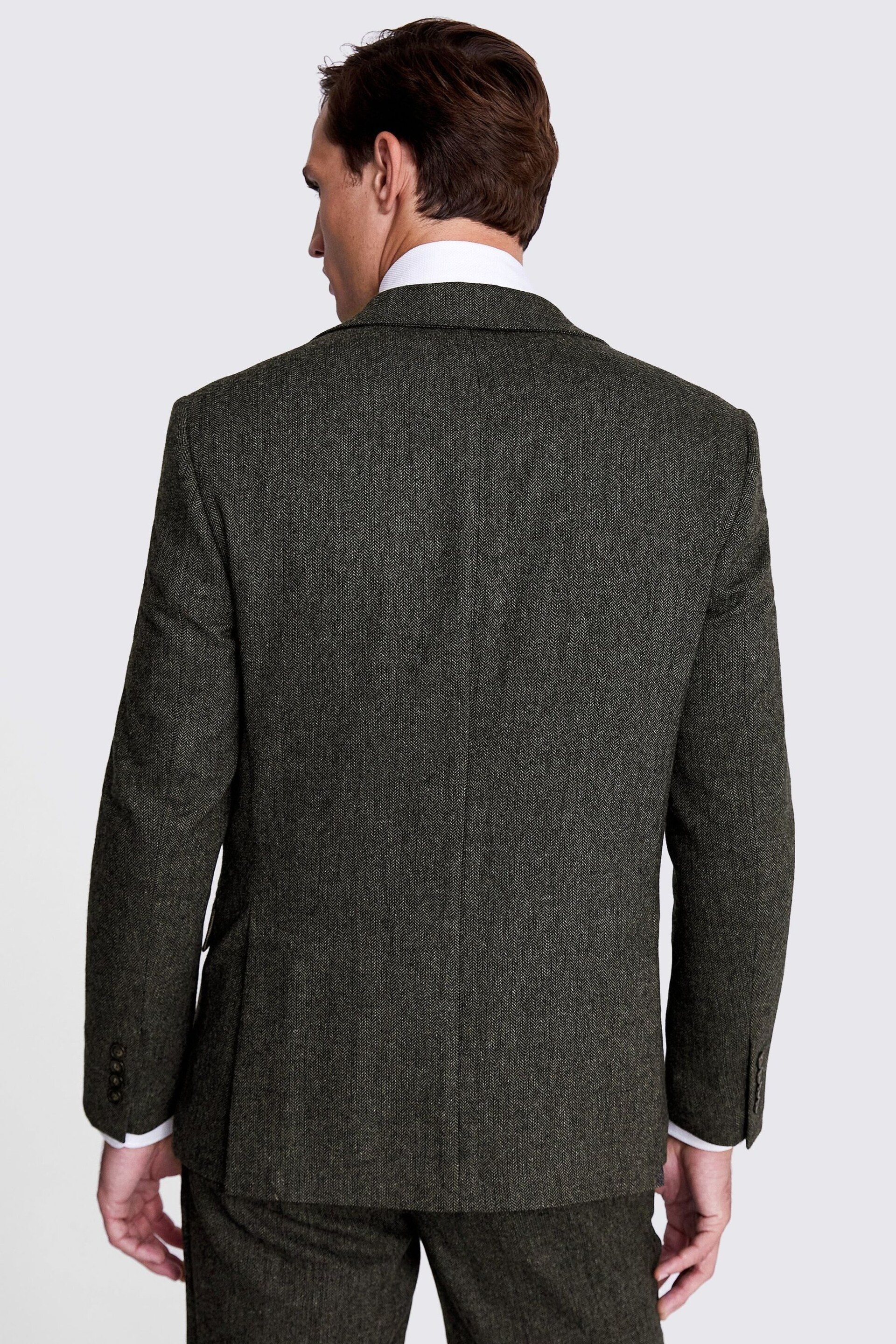 MOSS Tailored Fit Pine Herringbone Suit: Jacket - Image 4 of 7