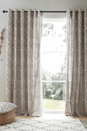 Pineapple Elephant Natural Ziri Eyelet Curtains - Image 1 of 5