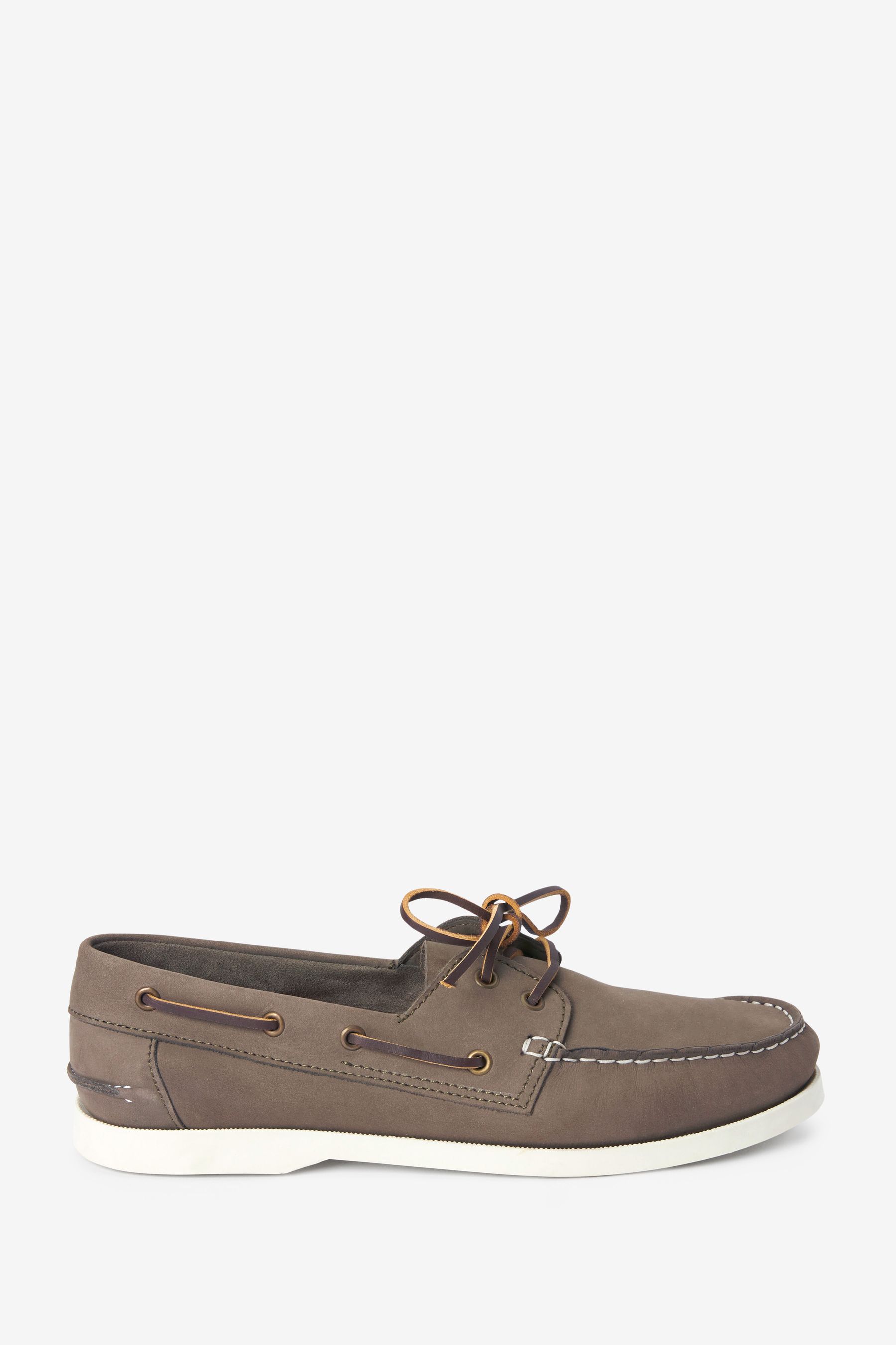 Buy Grey Classic Leather Boat Shoes from Next Luxembourg