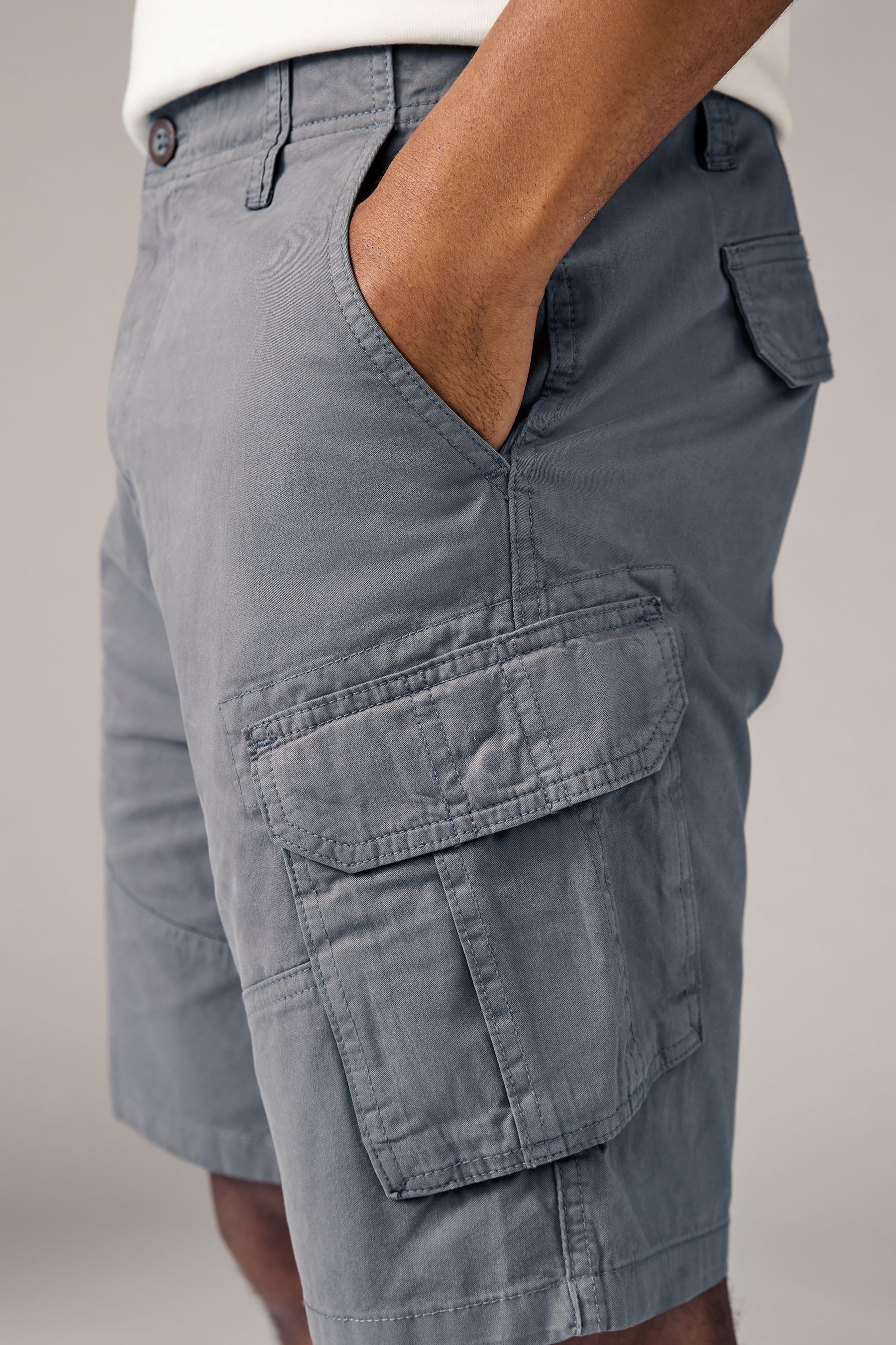 Grey cargo shorts mens discount