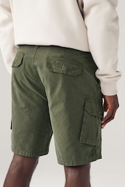 Khaki Green Cotton Cargo Shorts - Image 2 of 5