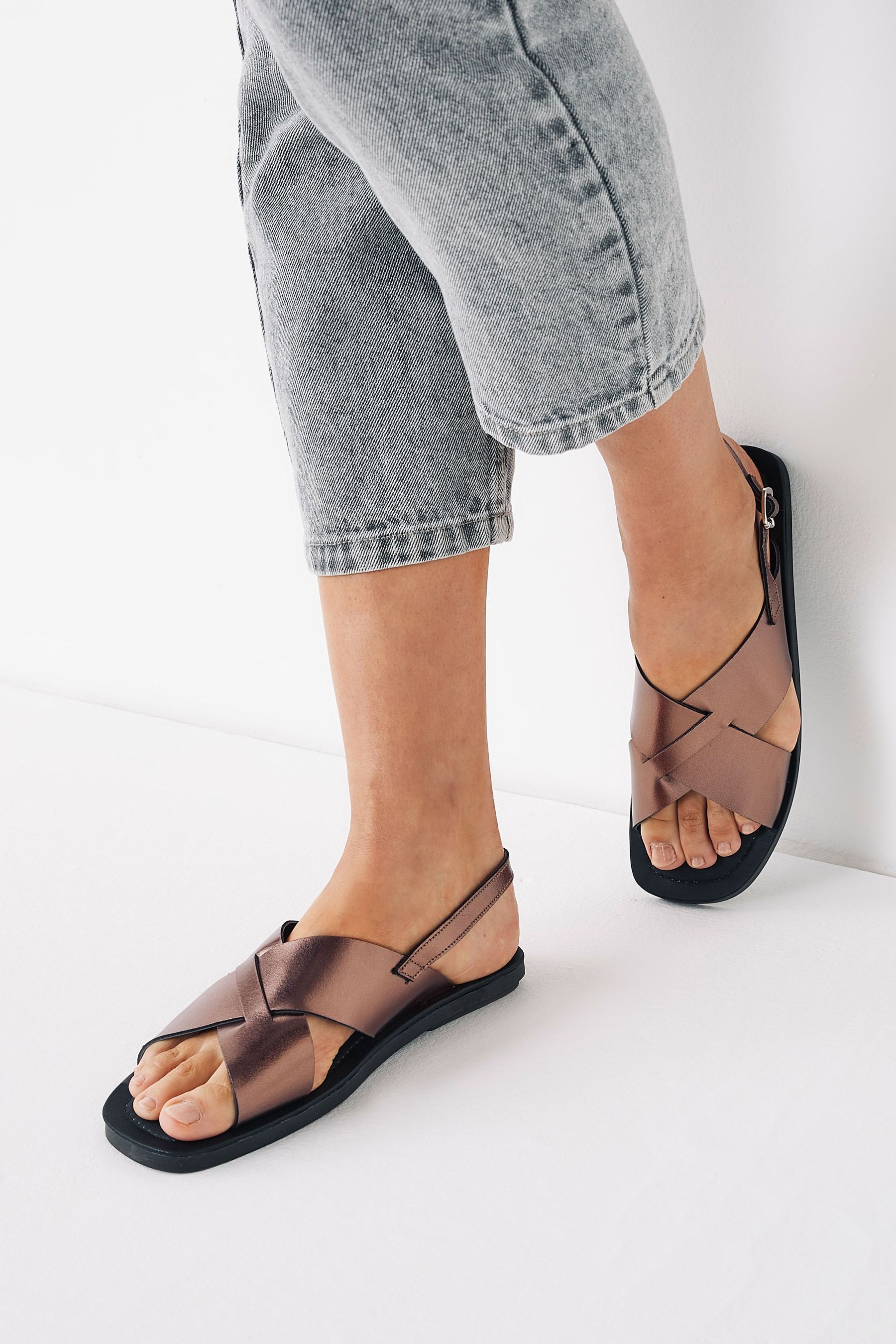 Grey sandals wide fit clearance