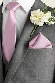 Pale Pink Slim Silk Tie And Pocket Square Set - Image 1 of 5