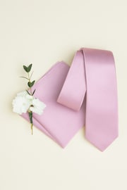 Pale Pink Slim Silk Tie And Pocket Square Set - Image 2 of 5