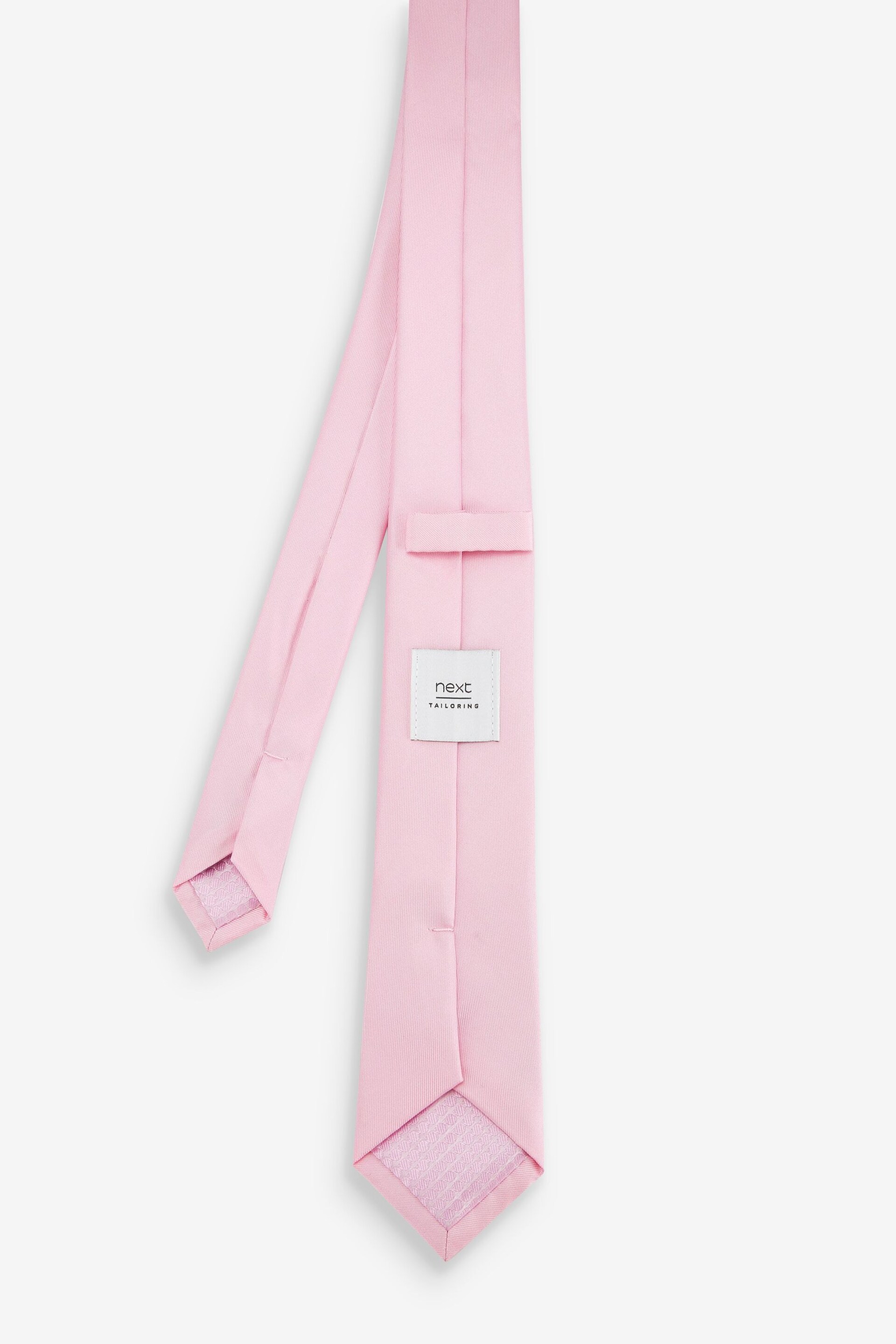 Pale Pink Slim Silk Tie And Pocket Square Set - Image 3 of 5