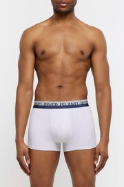 River Island Blue White Split 100% Cotton Trunks 4 Pack - Image 6 of 7