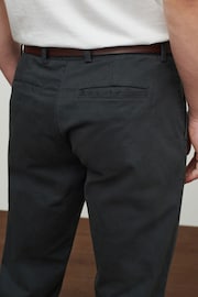 Charcoal Grey Straight Fit Belted Soft Touch Chino Trousers - Image 4 of 6