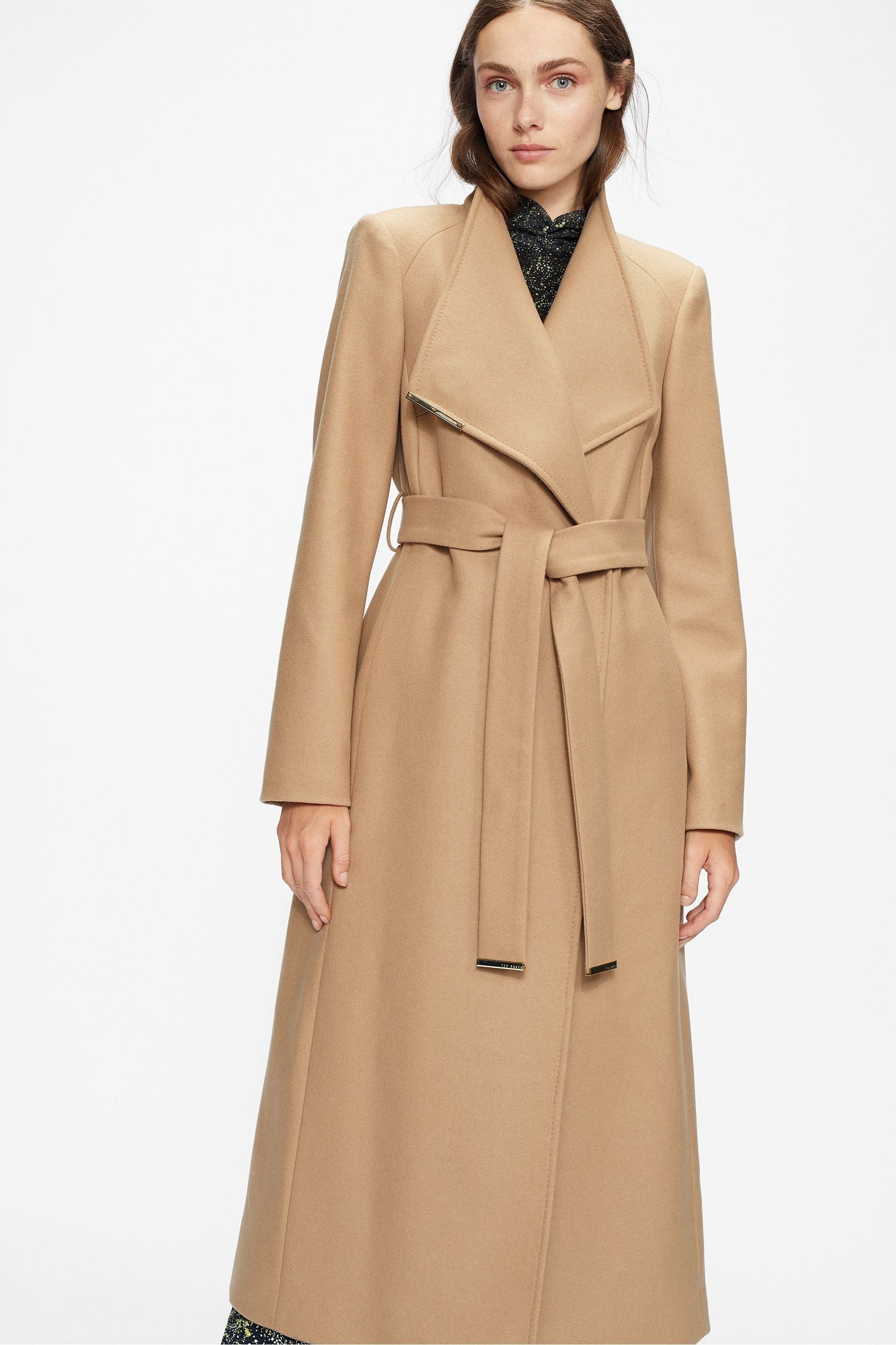 Buy Ted Baker Tan Brown Long Length Rosell Wool Wrap Coat from Next Luxembourg