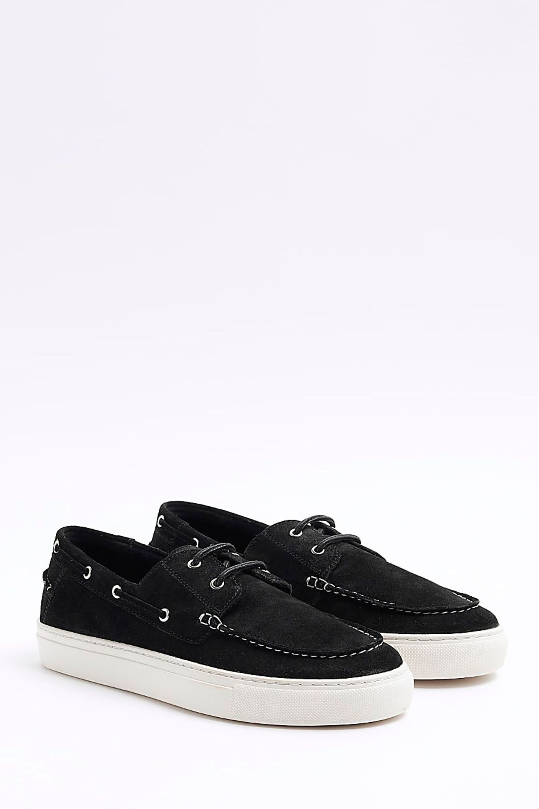 Black suede boat shoes deals