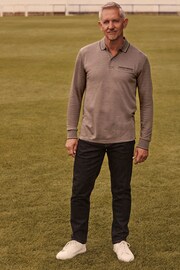 Neutral Brown Oxford Long Sleeve Pique Polo Shirt - Image 2 of 8