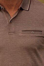 Neutral Brown Oxford Long Sleeve Pique Polo Shirt - Image 5 of 8