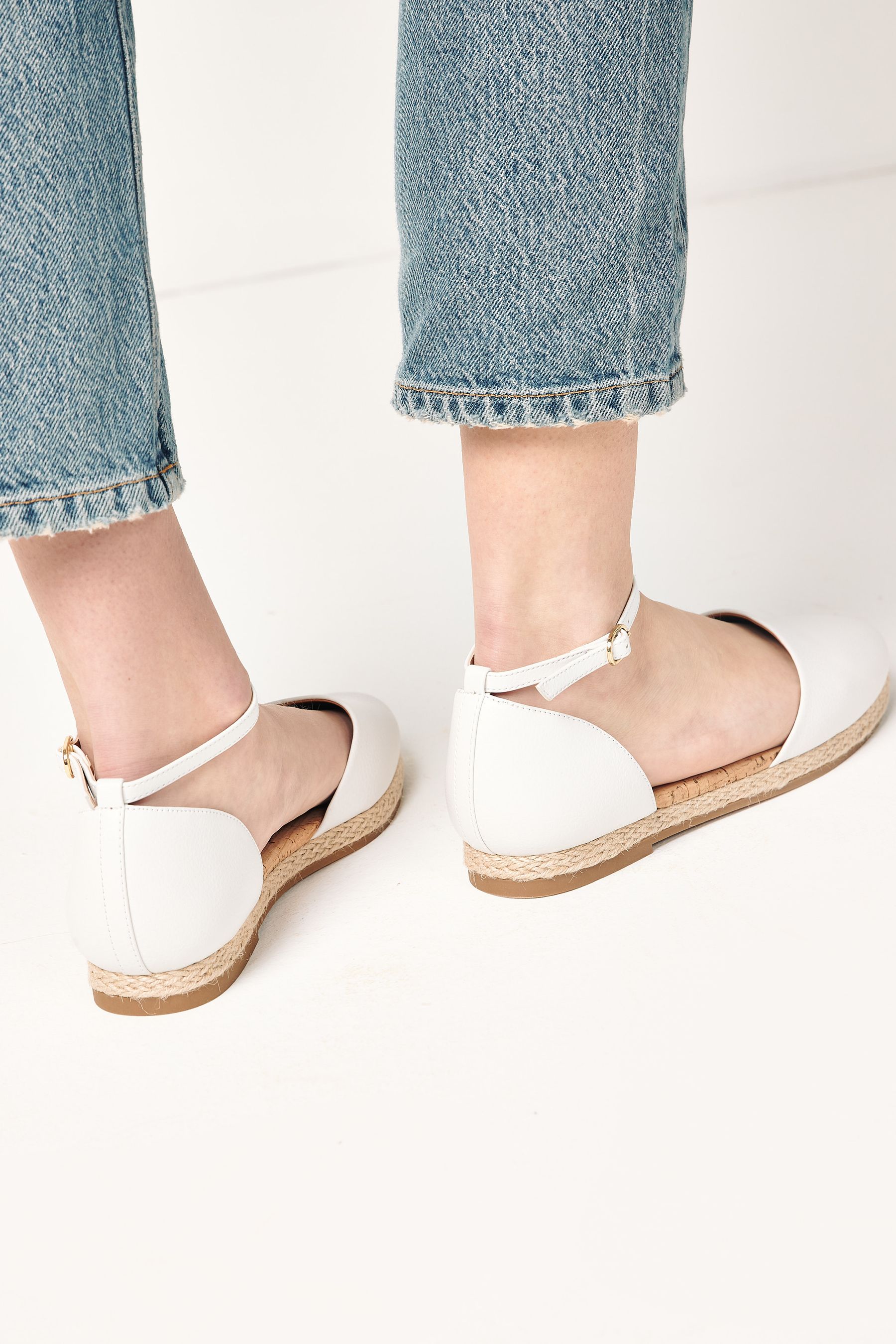 White ankle strap wedges on sale