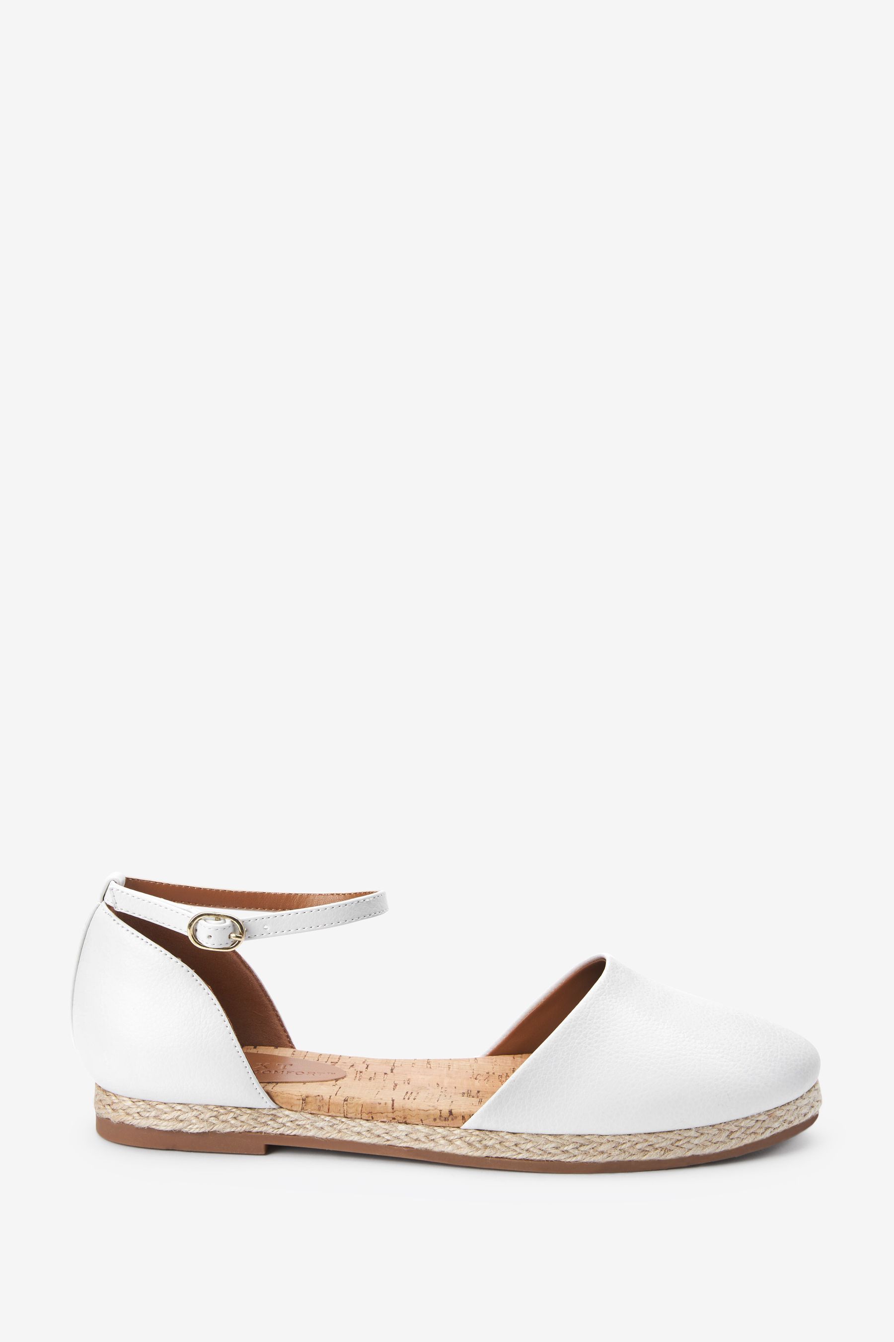 White closed toe wedges with ankle strap hot sale