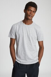 Reiss Grey Reiss Bless Marl Regular Fit Crew Neck T-Shirt - Image 3 of 5