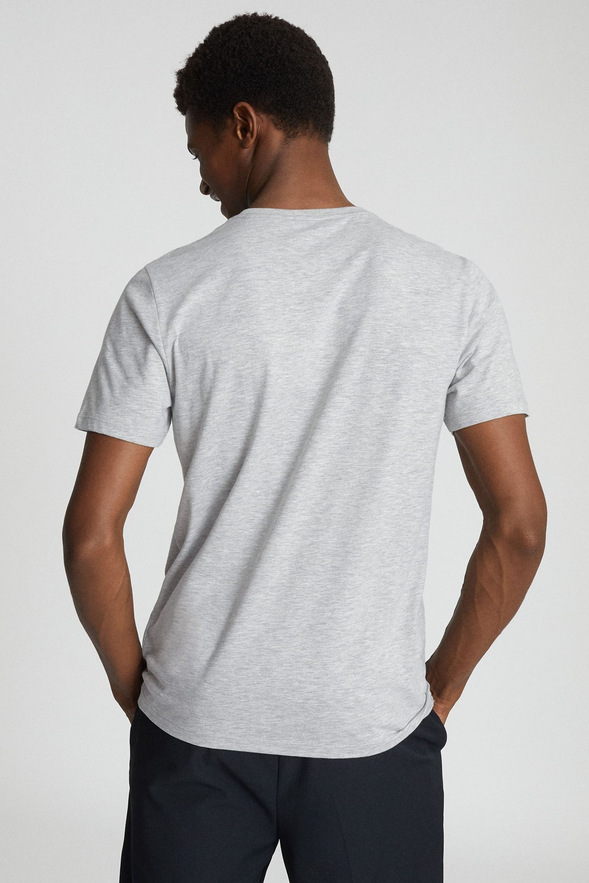 Reiss Grey Reiss Bless Marl Regular Fit Crew Neck T-Shirt - Image 5 of 5