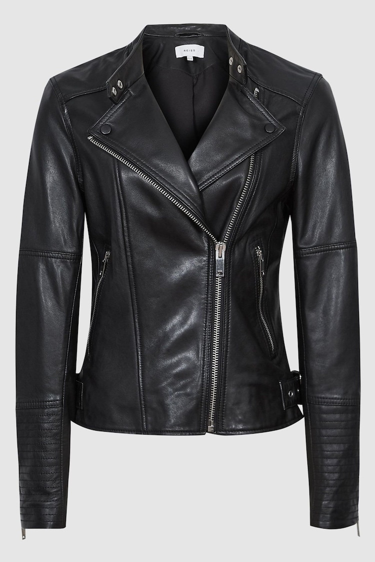 Reiss Tallis Leather Biker Jacket - Image 2 of 6