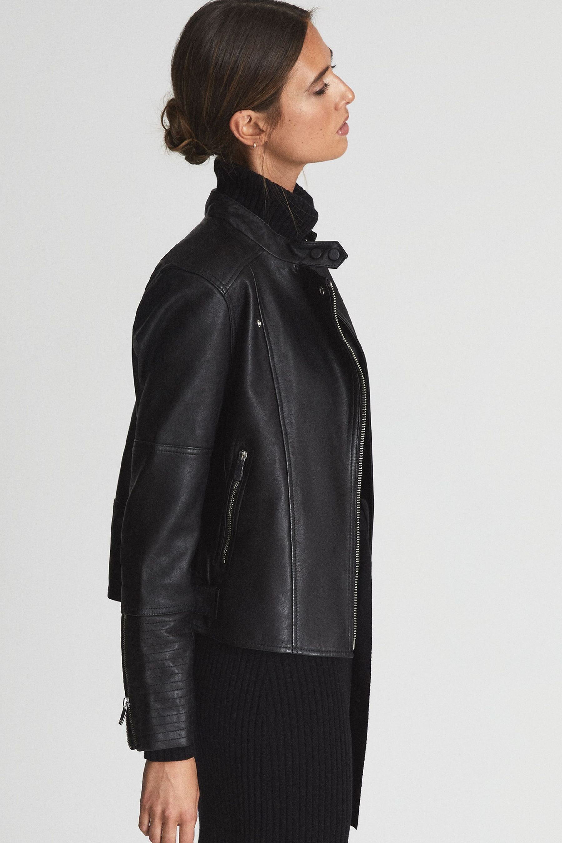 Reiss tay leather biker jacket sale