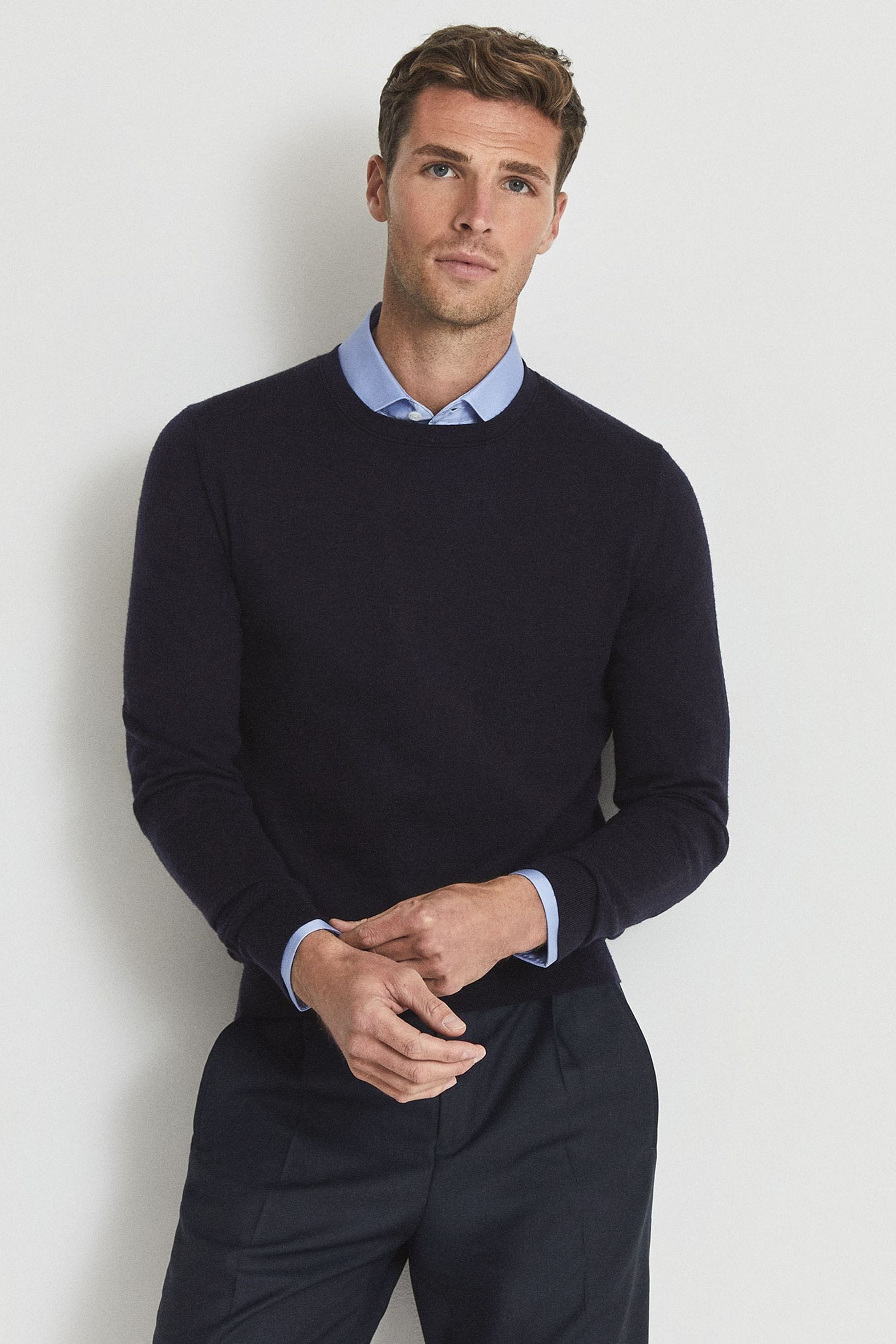 Buy Reiss Navy Reiss Wessex Merino Wool Jumper from Next Luxembourg