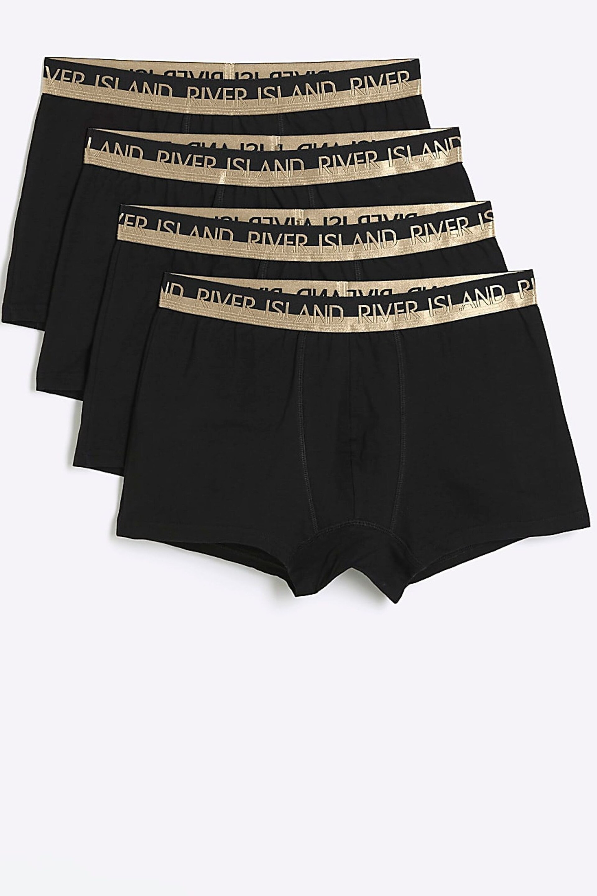 River Island Black Gold Trunks 4 Pack - Image 1 of 4