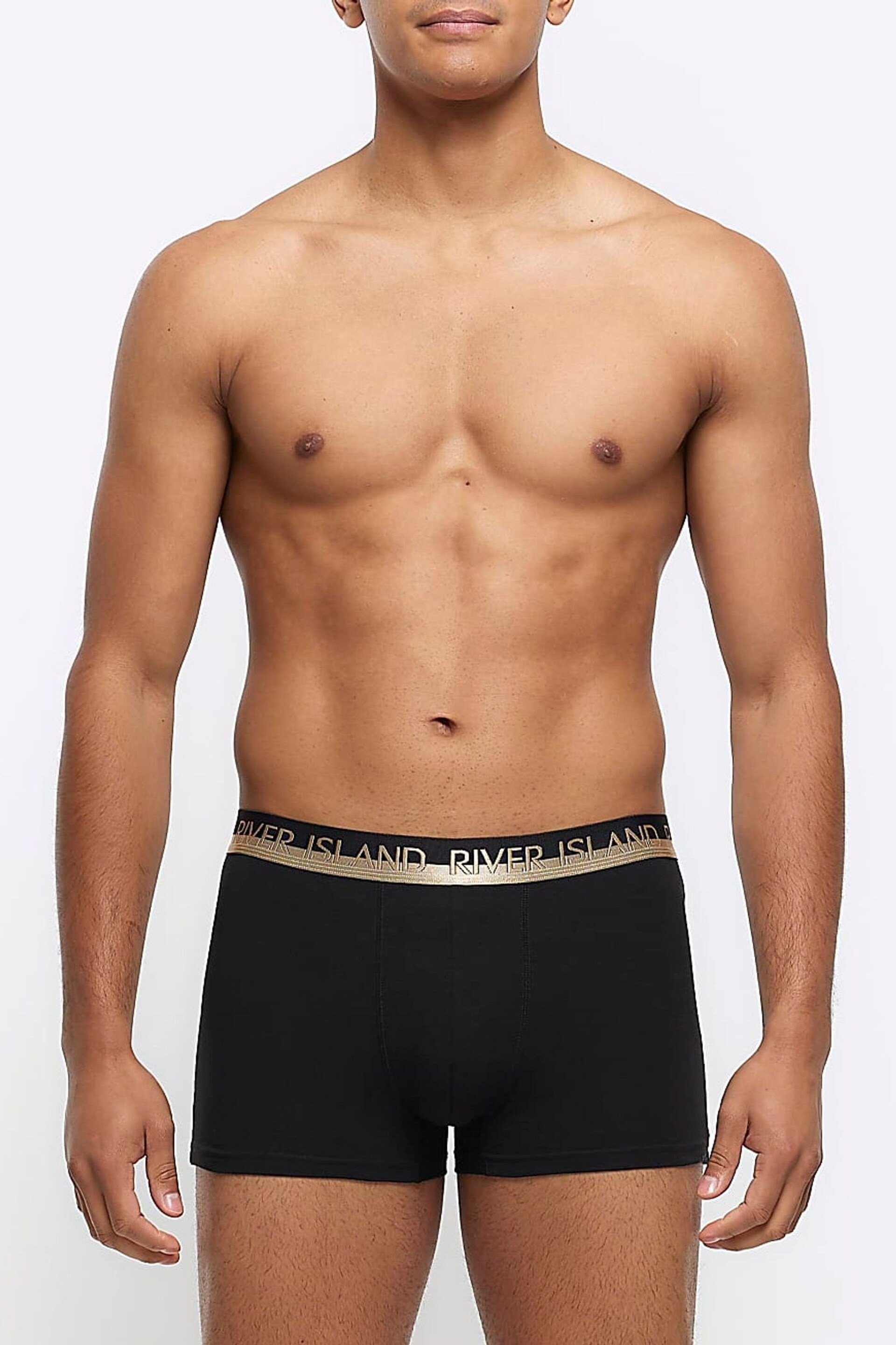 River Island Black Gold Trunks 4 Pack - Image 3 of 4