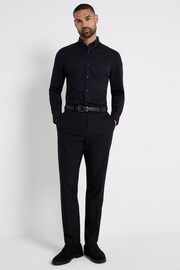 River Island Black Muscle Fit Long Sleeve Textured Shirt - Image 3 of 4