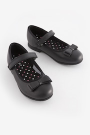 Black Wide Fit (G) School Leather Bow Mary Jane Shoes - Image 2 of 6