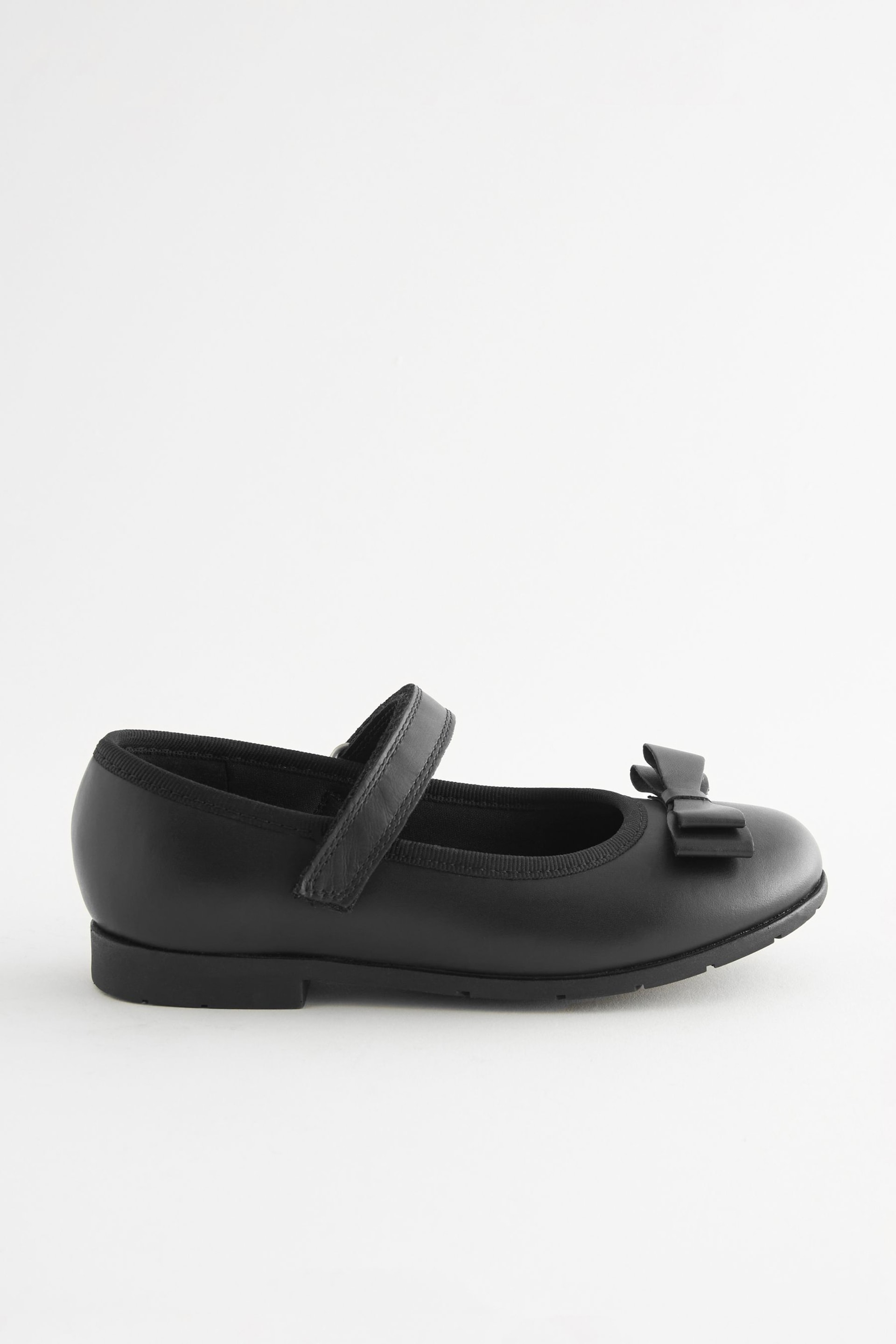 Black Wide Fit (G) School Leather Bow Mary Jane Shoes - Image 4 of 6